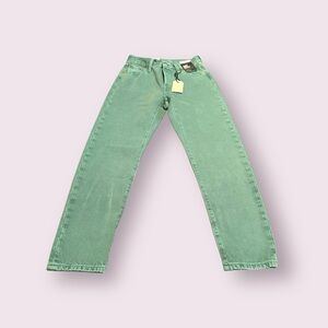 Women's 501 Green Levi's Jeans Original Cropped High Rise Straight Leg